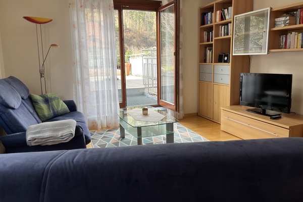 Wohnzimmer mit Aussicht auf die Terrasse Wohnzimmer mit Aussicht auf die Terrasse