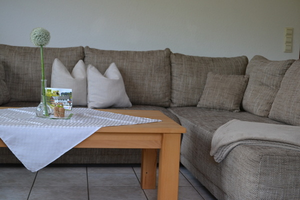 'Wohnzimmer mit Schlafcouch und Flachbildschirm' 'Wohnzimmer mit Schlafcouch und Flachbildschirm'