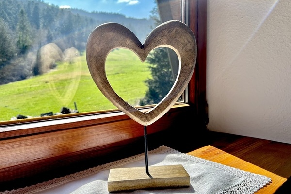 Lavendel - Wohnzimmer , Ausblick ins Grüne  
