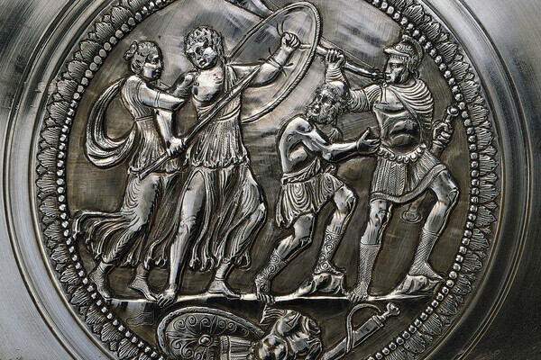 Mittelmedaillon der Achilles Platte aus dem Kaiseraugster Silberschatz Bildnachweis:  Augusta Raurica